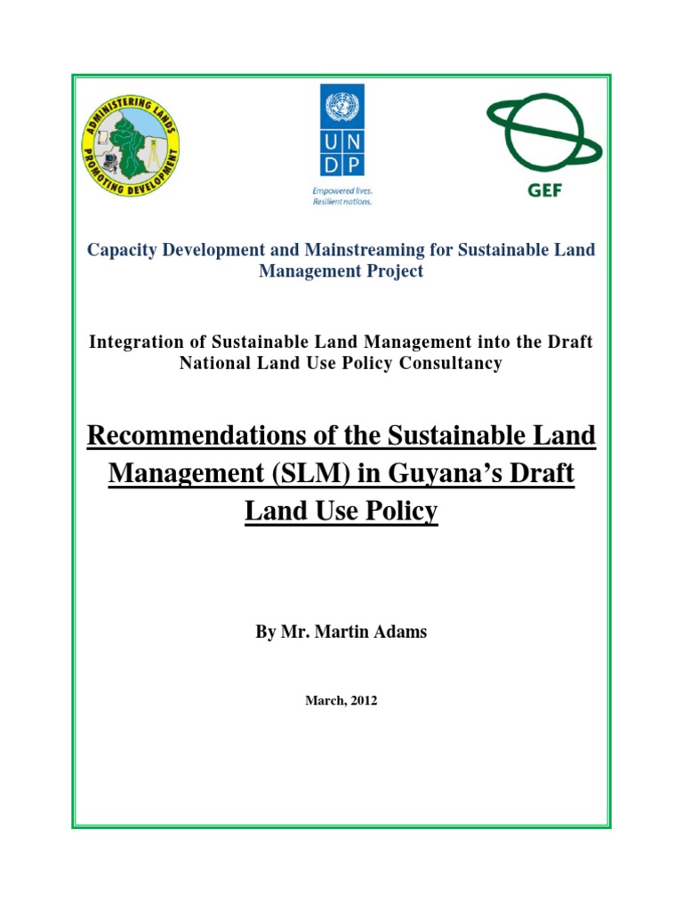 Final Report On The Integration of SLM Policy Into The Draft National