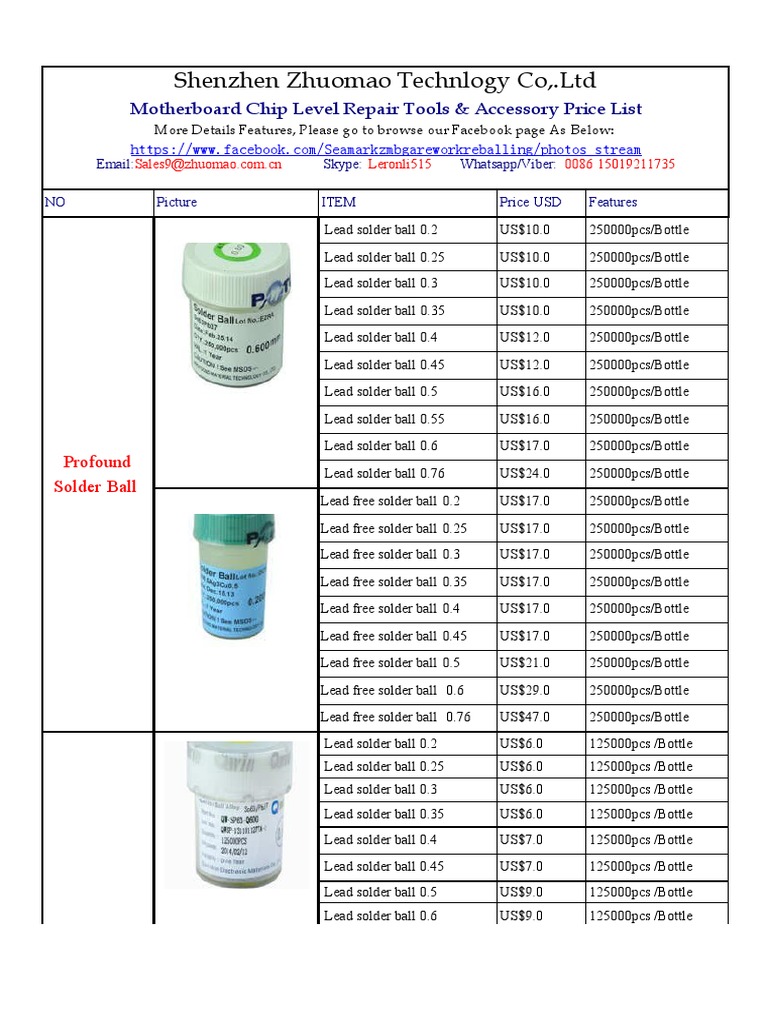 Shenzhen Zhuomao Repair Tools Price List | PDF | Soldering | Computing