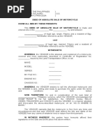 Sample Deed of Sale of Motorcycle