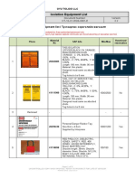 Isolation Equipment List