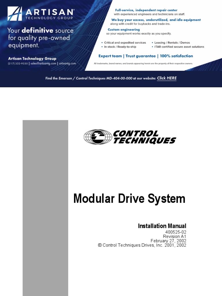 Emerson Control Techniques MD 404-00-000 Manual 202011716949 | PDF