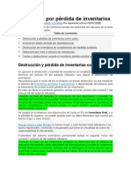 Deducción inventarios pérdida