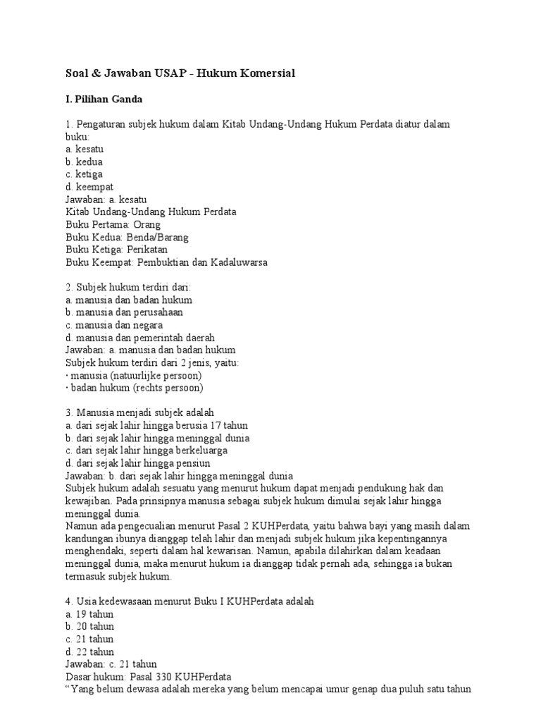 Soal Ujian Hukum Perdata Helmi Kediris