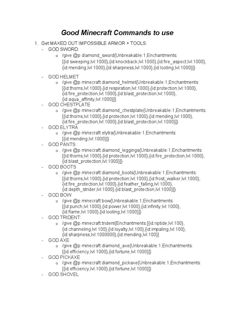 Good Minecraft Commands | PDF