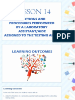 Lesson 14: Functions and Procedures Performeed by A Laboratory Assistant/Aide Assigned To The Testing Areas