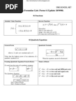 Additional Mathematics - List of Formulae (Form 4)