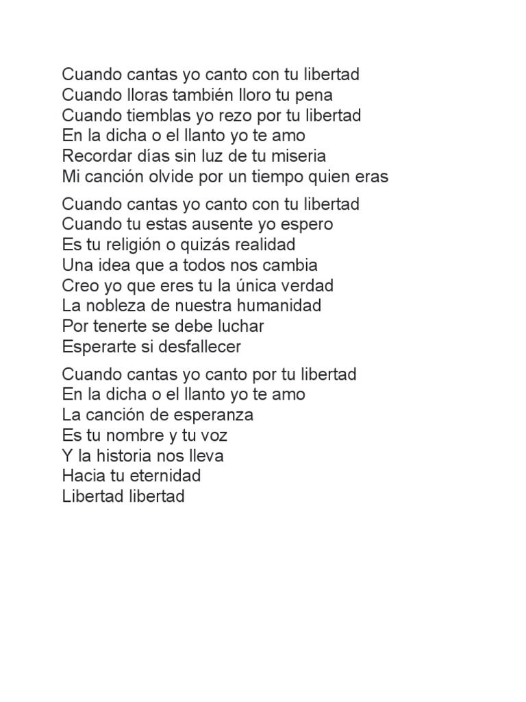 Cuando Cantas Yo Canto Con Tu Libertad | PDF