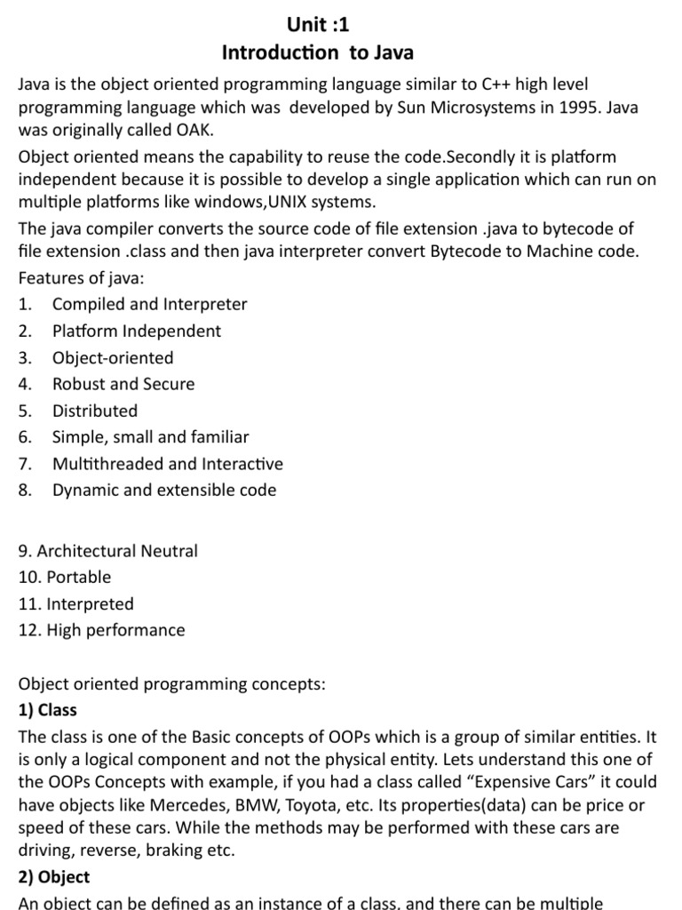 Important Notes On JAVA | PDF | Object Oriented Programming | Java ...