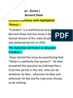 Freedom (Non - Fiction) By: George Bernard Shaw Detailed Summary With Highlighted Themes