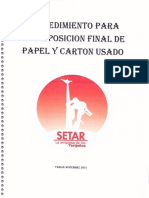 Procedimiento para La Disposicion Final de Papel y Carton Usado