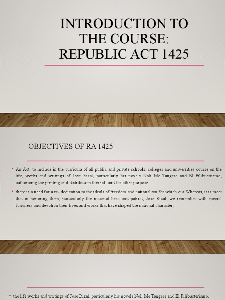 Introduction To The Course: Republic Act 1425 | PDF