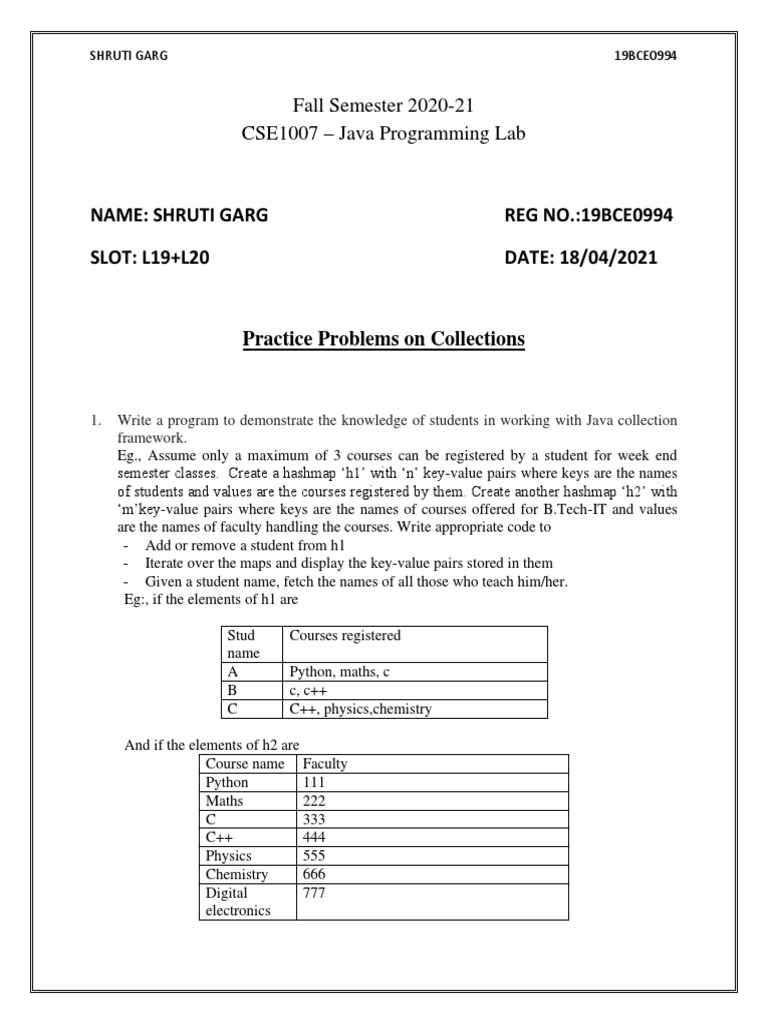 Java Collection Framework Practice | PDF | Filename | Java (Programming ...
