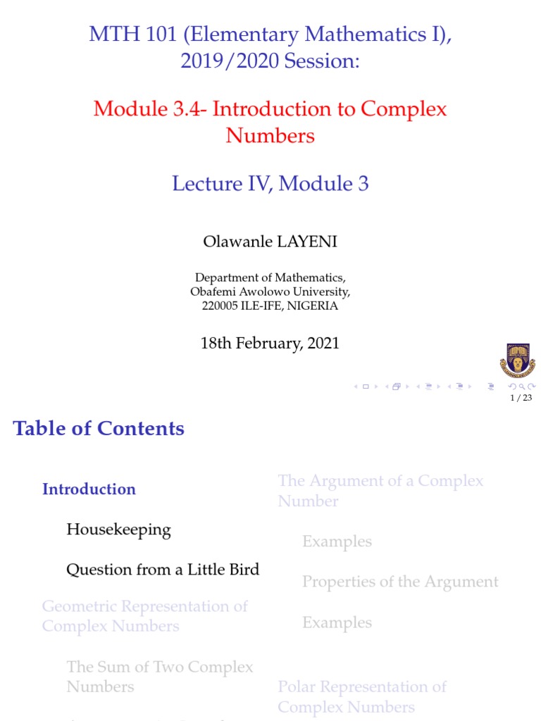 Introduction to Complex Numbers | PDF | Complex Number | Cartesian ...