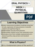 General Physics 1 Week 1: Physical Quantities