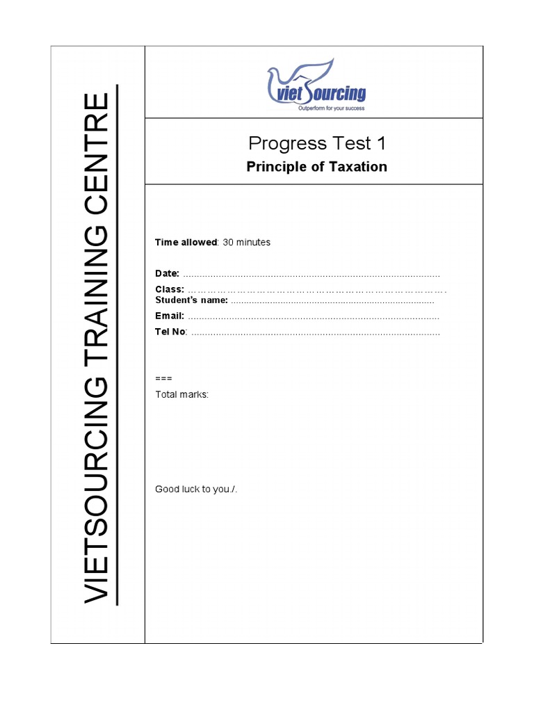 Progress Test 1: Principle of Taxation | PDF | Taxes | Dividend