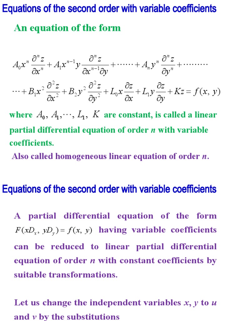 Higher Order With Variable Coefficient | PDF | Ordinary Differential ...