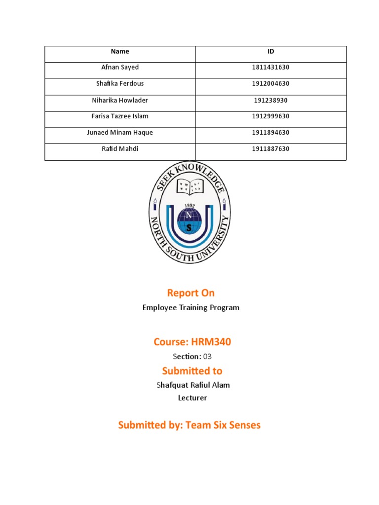 Employee Training Program Report: Designing a Comprehensive Training ...