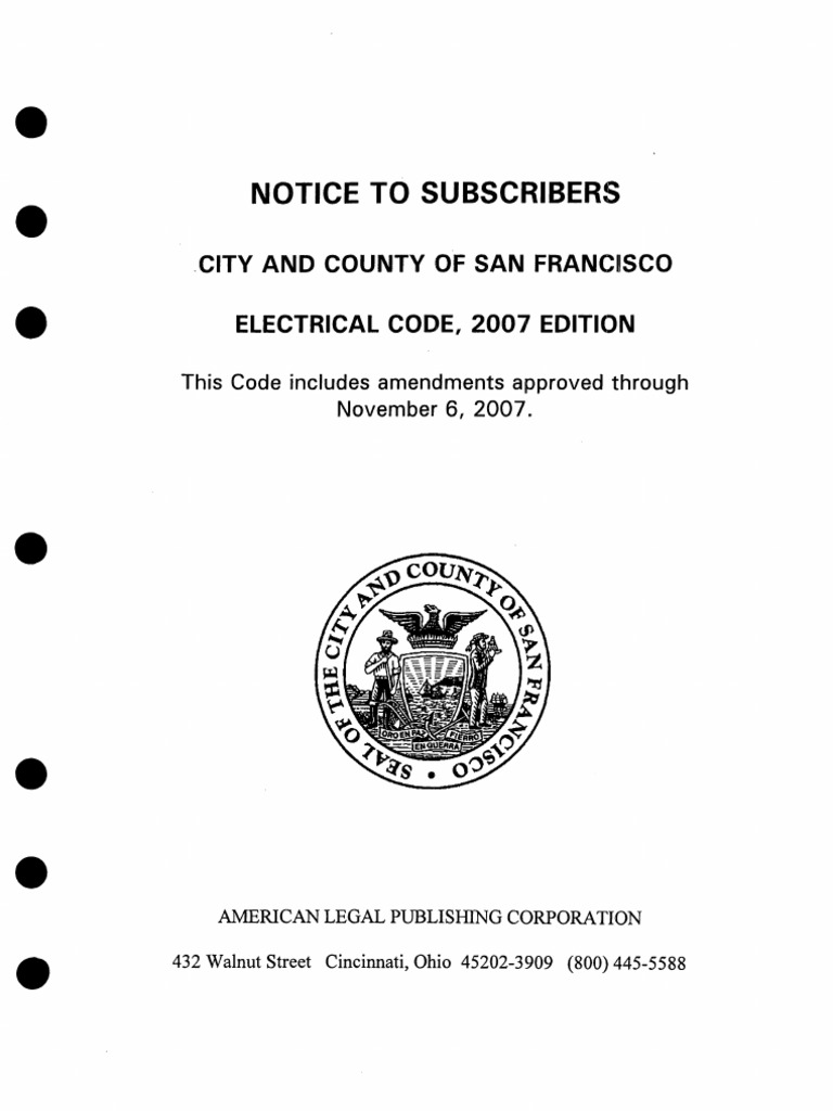 CA Sf Electrical Building Code Electrical Wiring