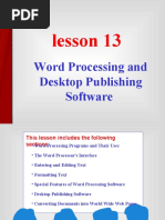 Lesson 13: Word Processing and Desktop Publishing Software