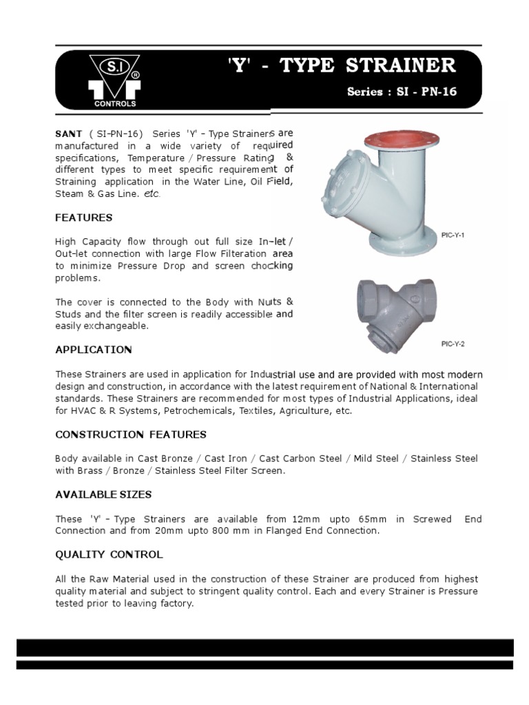 Y Type Strainer PDF Steel Stainless Steel