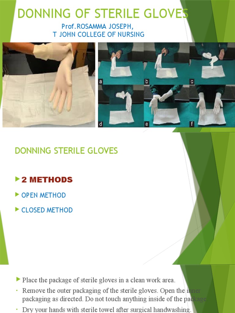 Donning of Sterile Gloves PDF Hand Glove
