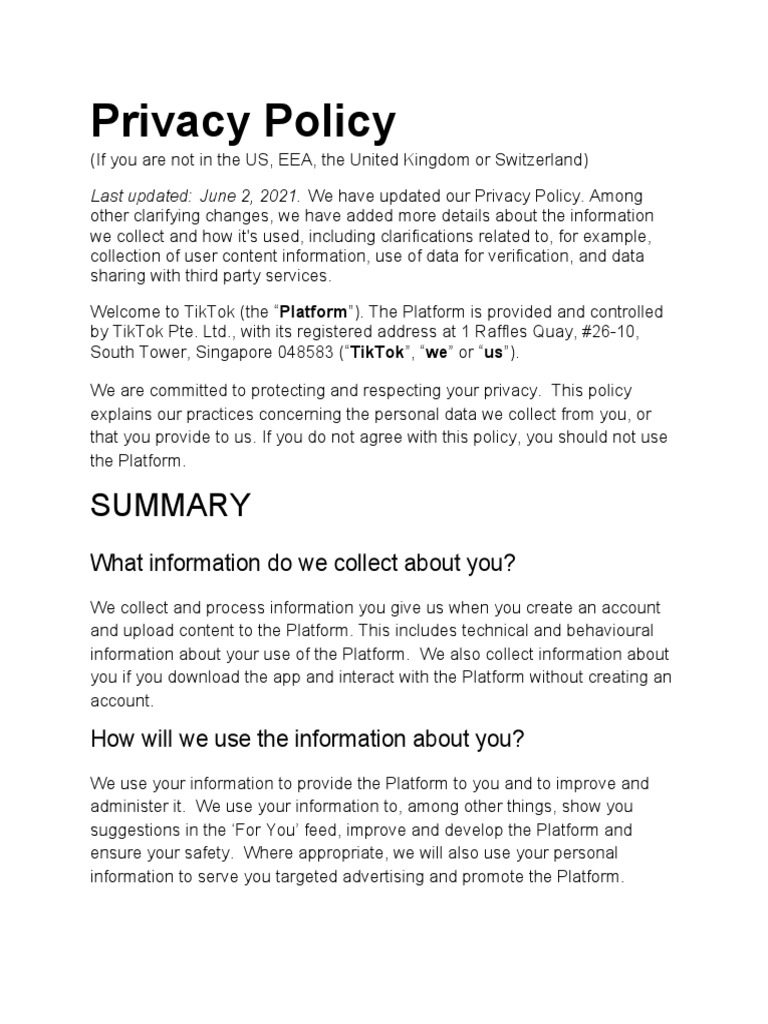 Privacy Policy of Tiktok | PDF | Http Cookie | Facebook
