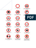 Sinais de trânsito proibitivos e suas descrições