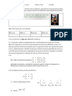 Matemáticas II Examen Febrero 2022