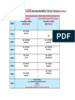 Special Class: Time Table From 07 Feb To 13 FEB 2022