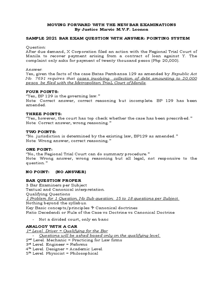 2021 Bar Exam Questions and Answers | PDF