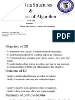 Data Structures & Analysis of Algorithm: Week # 12 Lecture # 12 Linear Data Structure Queue & Its Operations