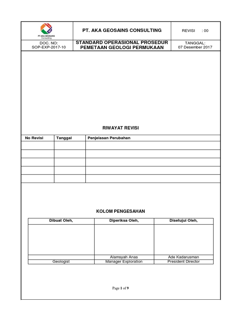 Sop Exp 2017 10 Pemetaan Geologi Permukaan Pdf