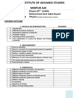 Subject Title Physics (9 Class) Instructor Name Muhammad Asim Iqbal Kayani Book Recommended Physics Course Outline