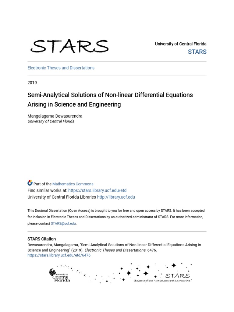 Semi-Analytical Solutions of Non-Linear Differential Equations Ar | PDF ...