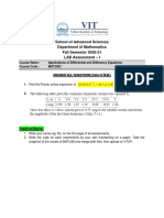 School of Advanced Sciences Department of Mathematics Fall Semester 2020-21 LAB Assessment - I