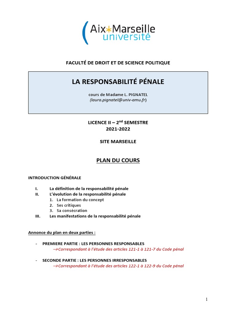 La responsabilité pénale expliquée | PDF | Crimes | Crime et violence