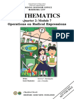 Mathematics: Quarter 2: Module 7 Operations On Radical Expressions