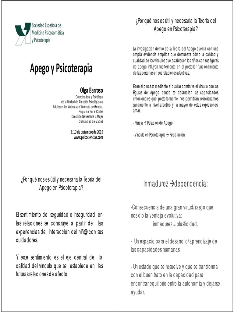 Como Tratar A Un Hombre Emocionalmente Inaccesible Apego y Psicoterapia - 2019 (1326) | PDF | Teoría de apego | Las emociones