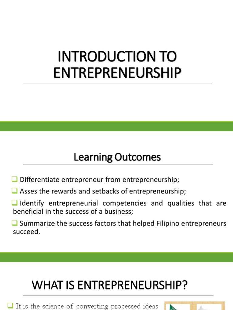 Chapter 1 Introduction To Entrepreneurship | PDF | Entrepreneurship | Goal