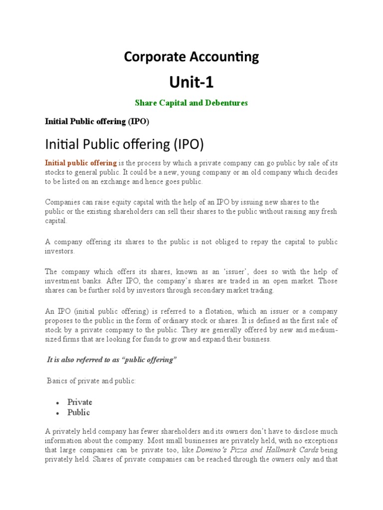 Understanding IPOs in Corporate Accounting | PDF | Initial Public ...