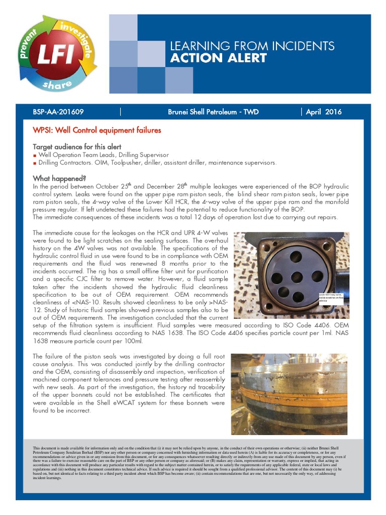 BSP-AA-201609 - Leaks On BOP Control System | PDF | Mechanical