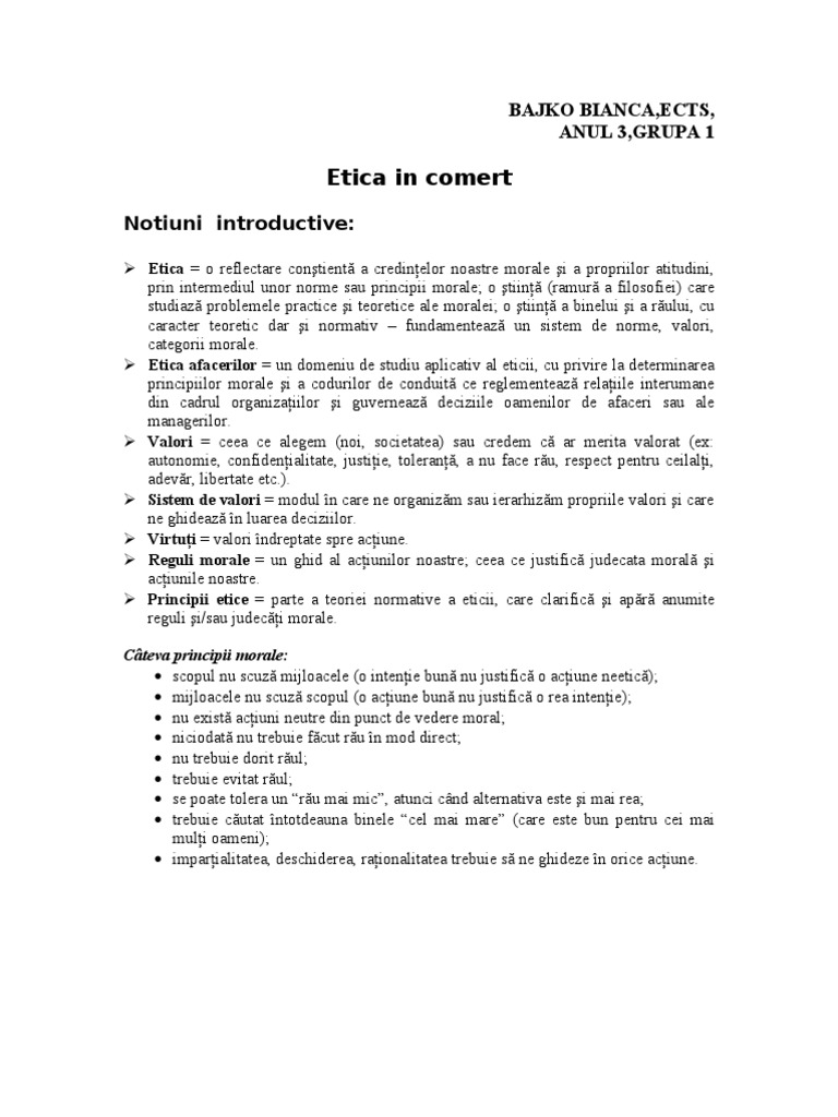 Etica in Comert | PDF
