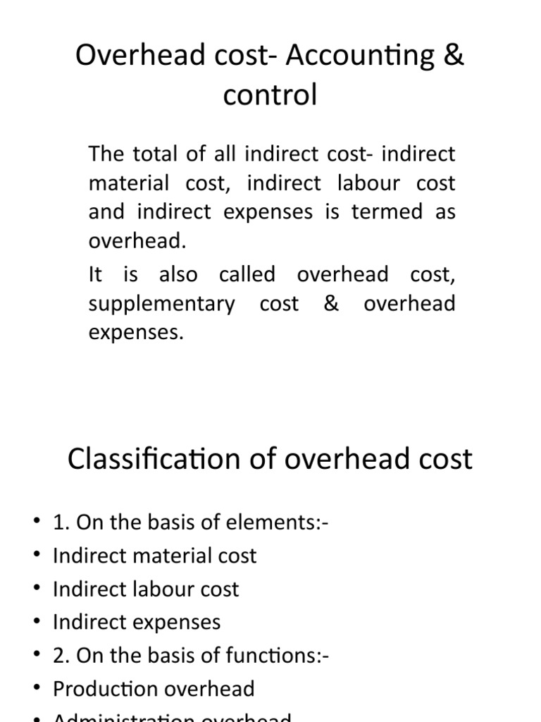 Overhead Cost Accounting & Control PDF Cost Capacity Utilization