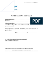 Attestation de Stage: Ce Document Est À Remettre Au Secrétariat Élèves Pour Validation de L'examen