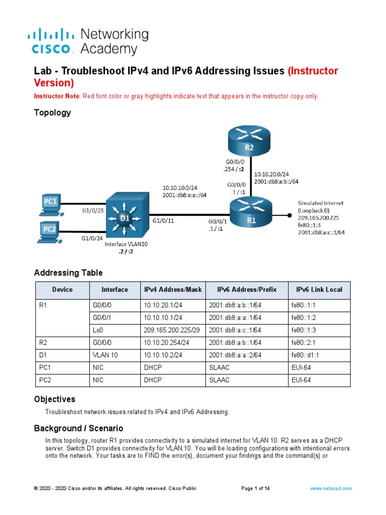 Troubleshooting IPv4 & IPv6 Issues Lab | PDF | I Pv6 | Ip Address