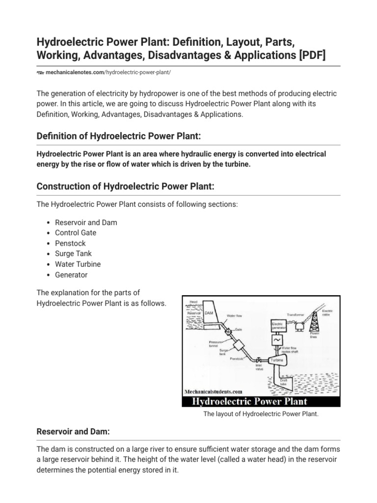 Hydroelectric Power Plant Overview | PDF | Hydroelectricity | Power Station