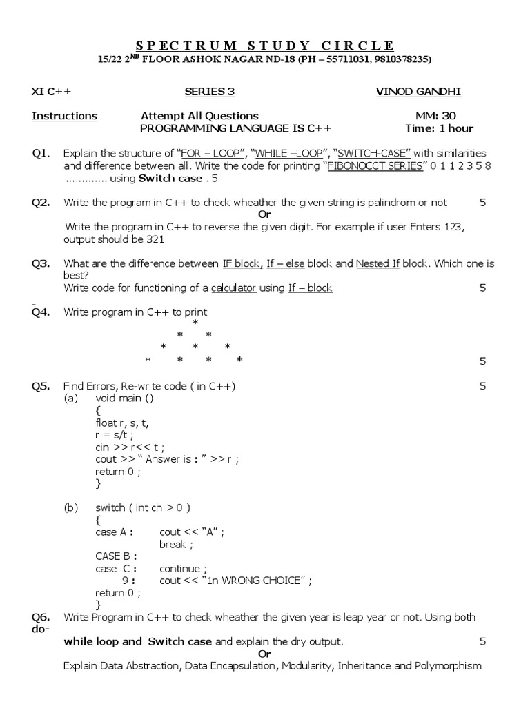 C++ Programming Exercises and Concepts | PDF