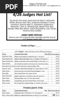 4/26 Judges Hot List!: Early Bird Special