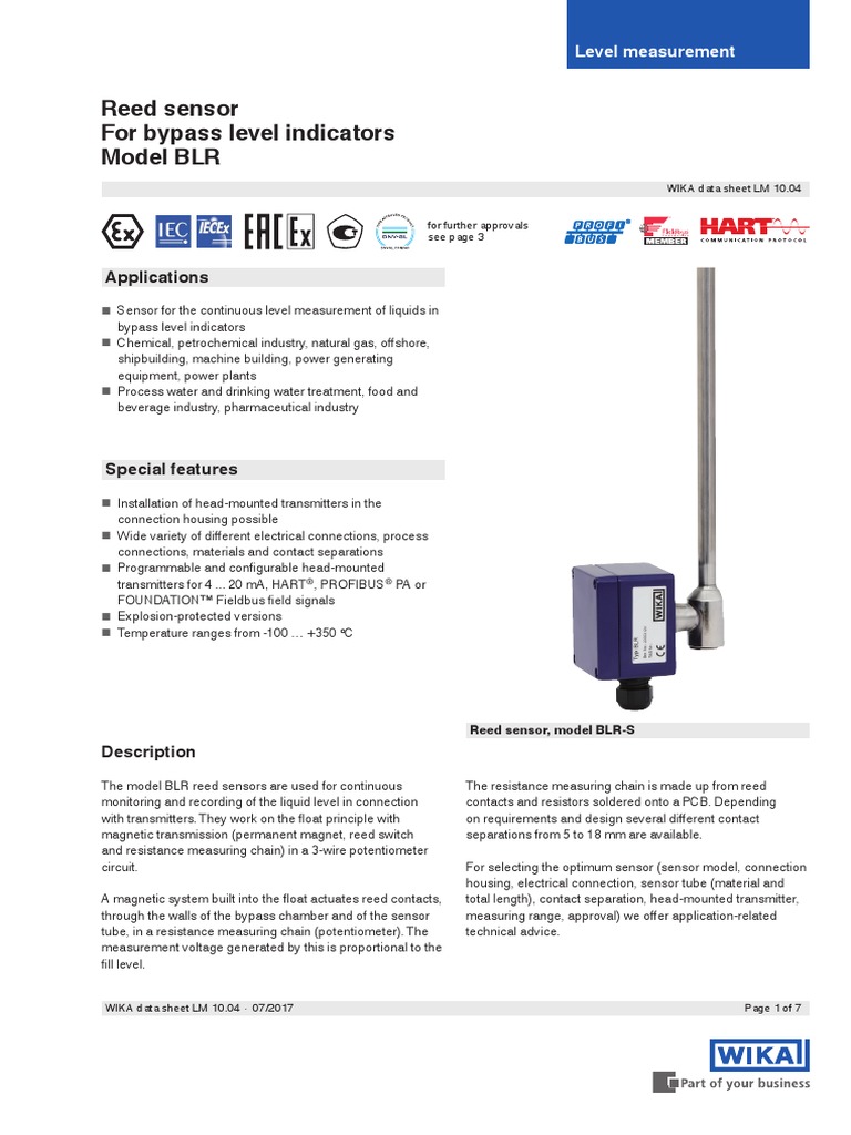 KSR - Reed Chain Level Transmitter For BNA | PDF | Sensor | Electrical ...