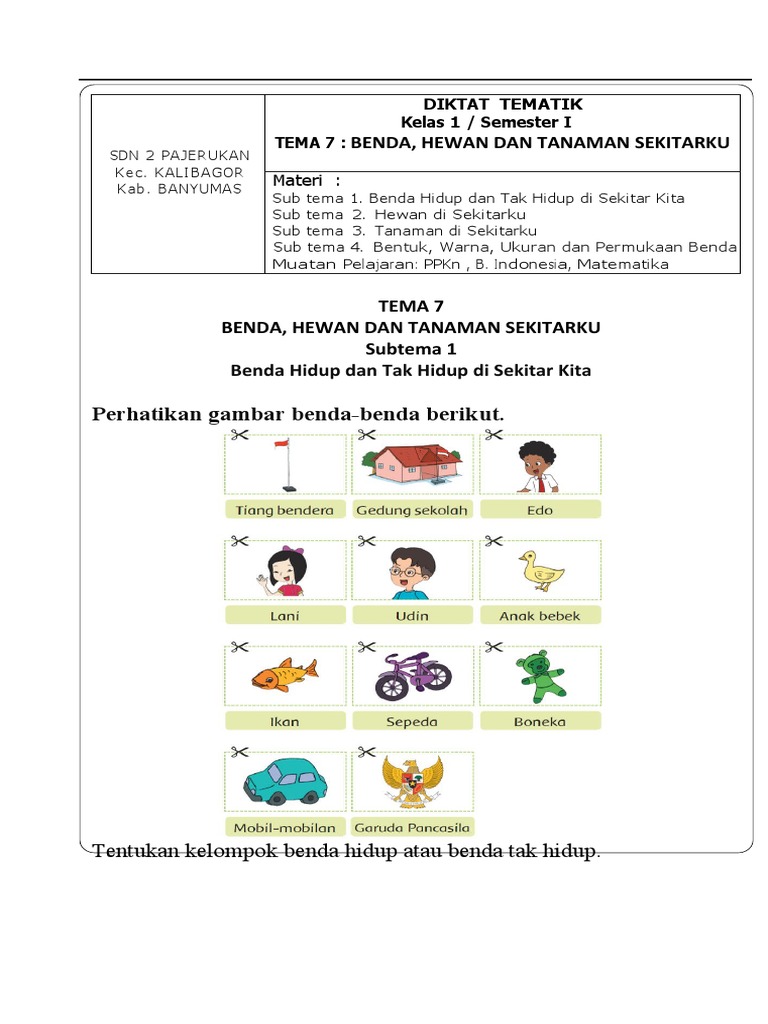 Kelas 1 Tema 7 Sub Tema 1 Revisi 2017 Pdf